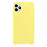 Capa Capinha Silicone Veludo Compatível C/ iPhone 11 Pró Max Cor Amarelo Lemon