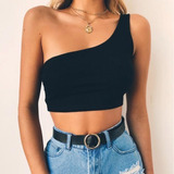 Blusa Basica Crop Top Manga Corta Juveniles Para Damas Niñas