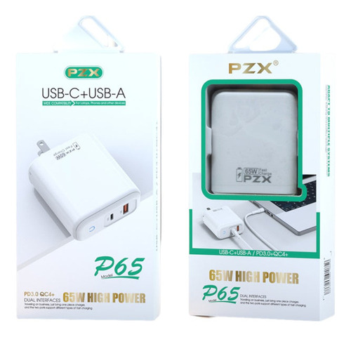 Cargador P/teléfono 65w Pd Carga Rapida Doble Puerto Pzx P65