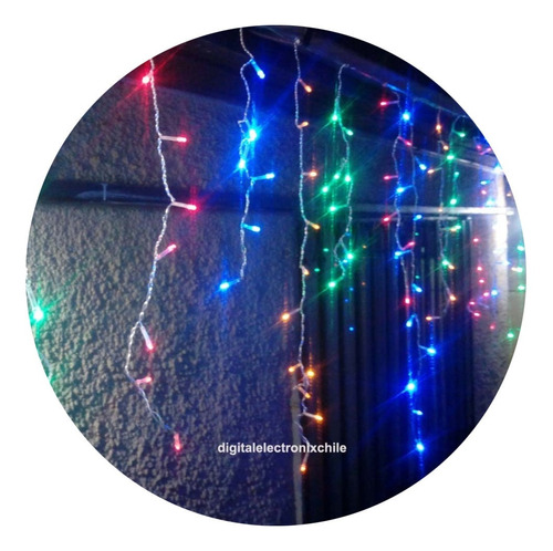 Cascada Multicolor 100 Led Luces Navideñas 2 Mts Extendido