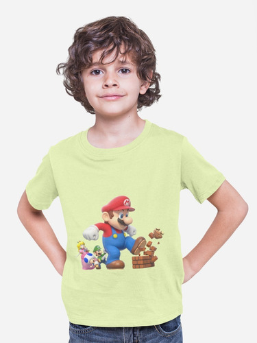 Polera Infantil Unisex Mario Bros Super Videojuego Estampado