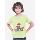 Polera Infantil Unisex Mario Bros Super Videojuego Estampado