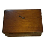 Caja Libro De Madera Con Llave Cedro Antigua  1937 Artesanal