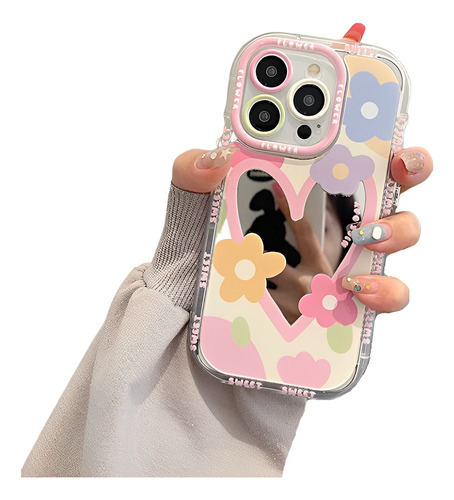 Funda De Corazón Y Flores Case Para iPhone 11 12 13 14 15