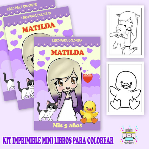 Kit Imprimible Mini Librito Personalizados Pintar Lyna