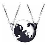 Collares Para Parejas Gatos Yin Yang Circulo