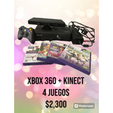 Microsoft Xbox 360 4gb Standar + Kinect Y 4 Juegos