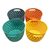 Pack 4 Organizador Cesta Plastico Para Frutas/verduras/baño Color Multicolor