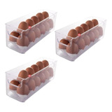 Set X 3 Organizador Porta Huevos 10x30 Cm Huevera Acrilico