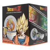 Vajilla Dragon Ballz 12 Pz Tazas Platos Bowls Geek Industry Color Blanco Floreado