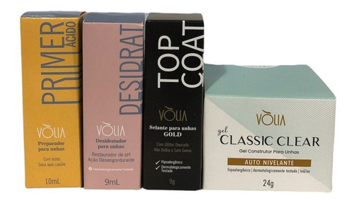 Kit Vòlia Gel Primer Acido Desidrat Top Coat Gold Volia