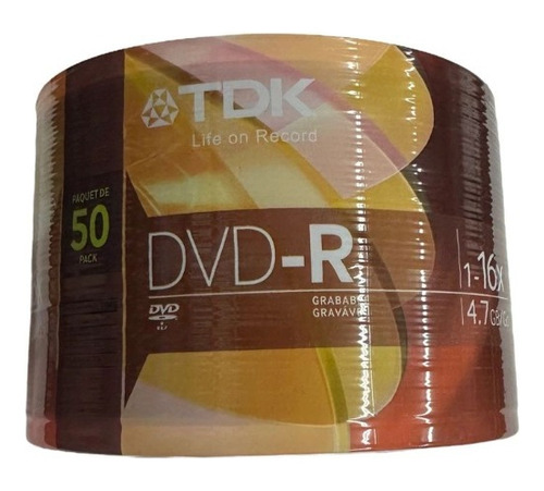 Dvd-r Virgem 4.7gb 1-16x C/50 Unidades Tdk