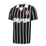 Camisa Polo Corinthians 1990 Retrô Preta Kalunga Original