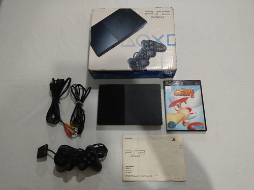 Playstation 2 Ps2 Slim Bloqueado Japonês + Caixa + Manual + Acessórios