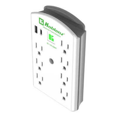 Supresor De Picos Multicontacto Koblenz SS-1100 Usbac Con Puerto Usb Tipo C y 7 Enchufes Protector De Pared Sin Cables, Para Hogar y Oficina Color Gris | Envío gratis