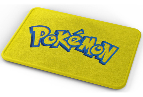 Tapete Pokémon Logo Fondo Amarillo Baño Lavable 40x60cm