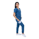 Pijama Quirúrgica Mujer Jogger Azul Petroleo Clororesistente