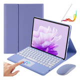 Funda+teclado+mouse+lápiz P/huawei Matepad 11.5 2023 Púrpura