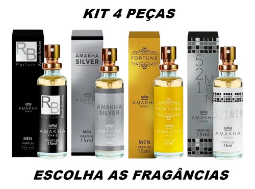 Kit 04 Perfume Masculino Ou Feminino Amakha Paris 15ml Bolso