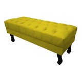 Puff Decor Recamier Baú 1,00m Suede Amarelo Guarda Brinquedo