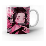 Taza Para Cafe Blanca Nezuko Con Higanbana Kimetsu No Yaiba