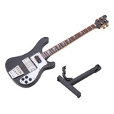 Modelo Musical Negro Miniatura Guitarra Bajo Replica Stand