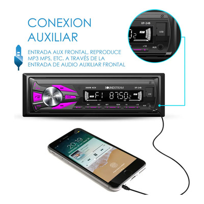 Autoestéreo Soundstream VM XP-24B Bluetooth USB FM 1 Din 300W Multicolor | Envío gratis