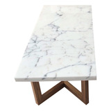 Mesa Ratona Living Moderna Marmol Carrara Madera Petiribi