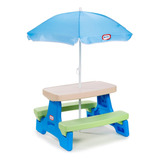 Mesa Picnic Con Sombrilla Easy Store Little Tikes Azul