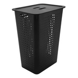 Cesto Grande Para Roupas Sujas Com Tampa Lavabo Banheiro Ou Cor Preto