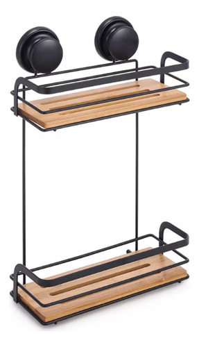 Organizador Estante Recto Para Baño De Ducha Hierro Y Bamboo