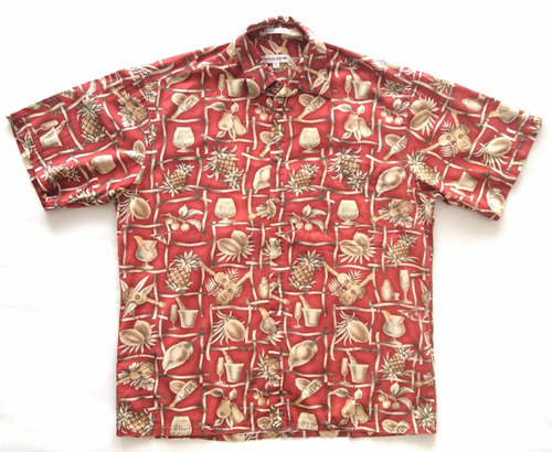 Camisa Hawaiana Tropical Floreada Surf Talle L 1228