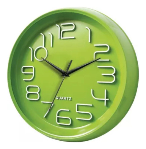 Reloj De Pared Circular Analogico Verde Moderno 33cm Diametr