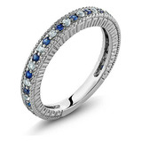 Anillo Plata Con Zafiros Azules Y Blancos (0,48 Ct)