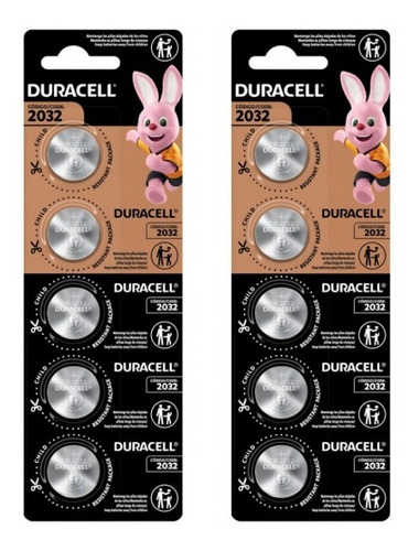 Pilha Bateria Duracell Moeda Lítio Cr2032 3v 2 Cartelas 5un