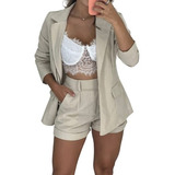 Promoçao! Conjunto Max Blazer E Short Linho