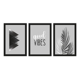 Cuadro Nordico Good Vibes Botanica Moderno Triptico Abstract