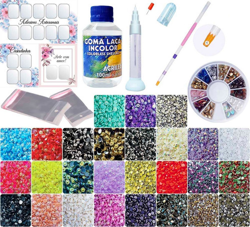 Kit Pedrarias Strass Luxo Decoração Joias Unha E Pedrinhas 