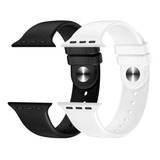 Pack 2 Correas Para Applewatch Silicona Negro - Blanco