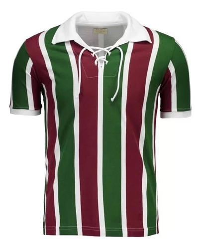 Camisa Masc Polo Retro 1910 Fluminense Listrada 100% Algodão