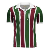 Camisa Masc Polo Retro 1910 Fluminense Listrada 100% Algodão