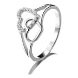 Anillo Plata 925 Mujer Corazones Diseño Elegante Moderno