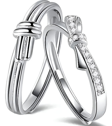 Anillos Plata 925 Elegante Ajustable Compromiso Pareja Joyas