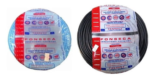 Cable Unipolar Fonseca 2 Rollo 1mm De 100m Celeste Y Negro