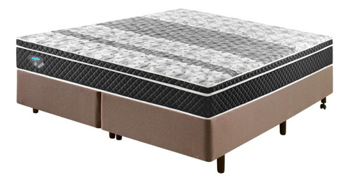 Cama Box King Marrom 193x203 + Colchão Gransleep Verticoil