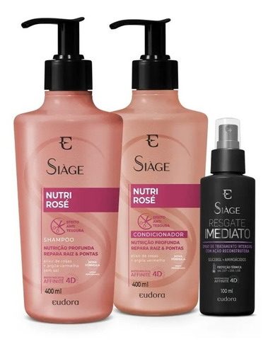 Combo Siáge: Shampoo Nutri Rosé 400ml + Condicionador 400+ L