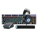 Combo Gamer 4en1 Hp Gm3000 , Mouse, Teclado Mec, Fonos, Pad 