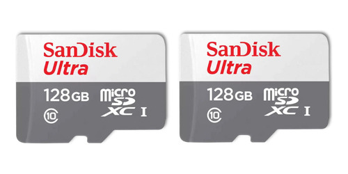 Kit 2 Cartão Memória Micro Sd Sandisk 128gb Classe 10 Ultra