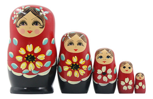 Russian Matryoshka Dolls 5 Pieces Red