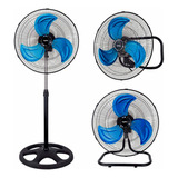 Ventilador Pie/pared/piso Kanji 3 En 1 65w Aspas Metal 10 